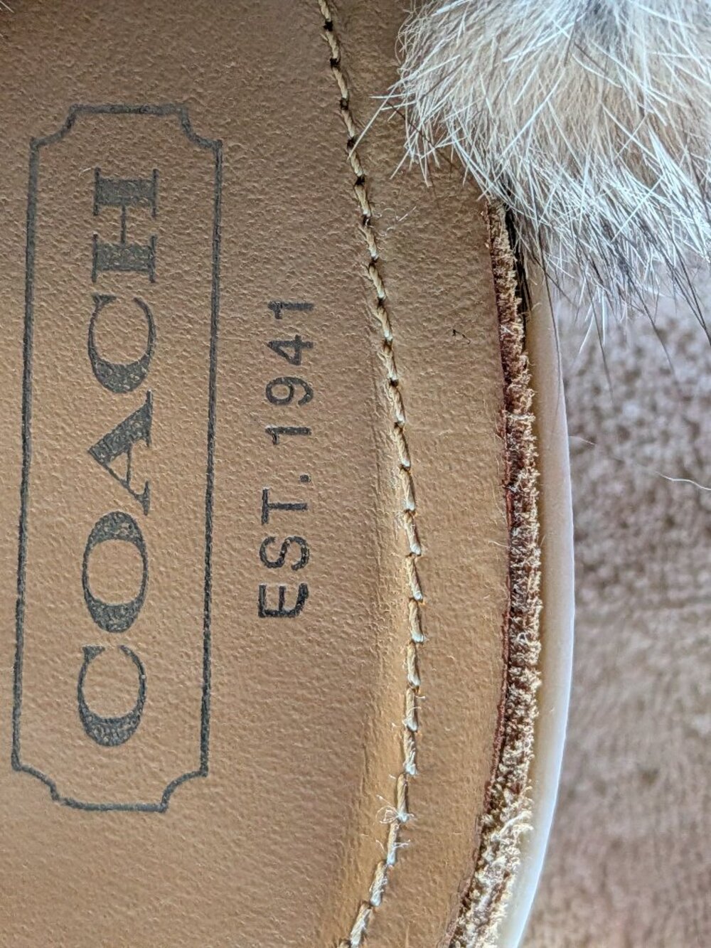 Vintage COACH wedge mules "Kaela" Leather and Rabbit Size 9.5 B NWOT - Picture 2 of 7